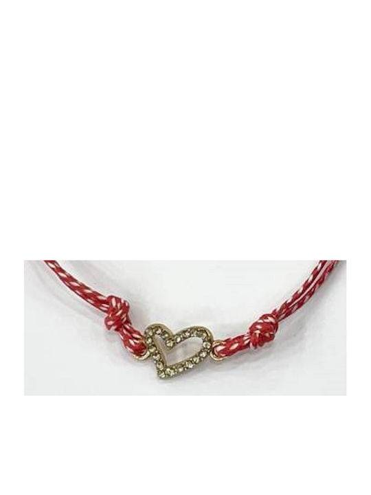 Kostibas Fashion Bracelet Martaki with design Heart made of Cord Gold Plated