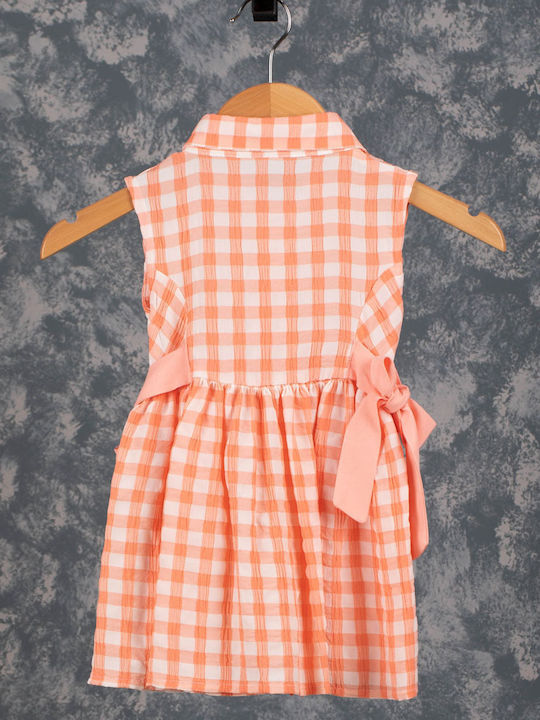 Caramelkids Kids Dress Checked White/Salmon