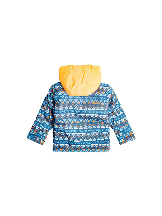 Quiksilver Wasserdicht Kinderjacke Winddicht mit Futter & Kapuze Blau Little Mission