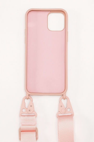 Luigi Strap Umschlag Rückseite Silikon mit Band Rosa (IPHONE 12, IPHONE 12PRO)