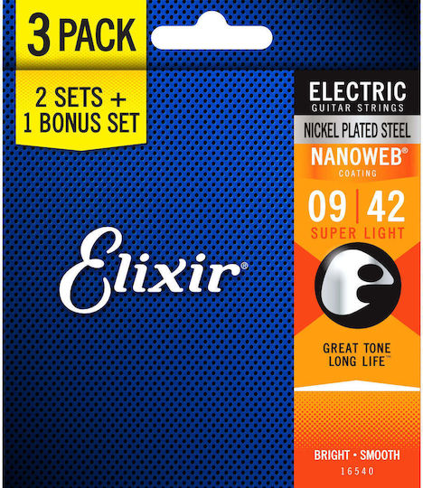 Elixir Nanoweb Single Electric Guitar String Nickel Plated Steel 9