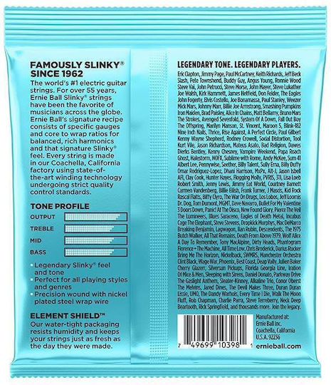 Ernie Ball Slinky Nickel Wound Set of Electric Guitar Strings Nickel Wound 8.5 - 40 Inches Mighty
