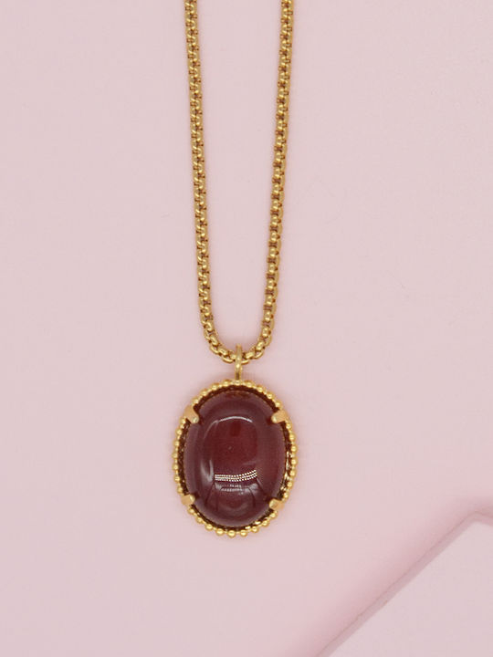 LifeLikes Gold Plated Steel Necklace Red