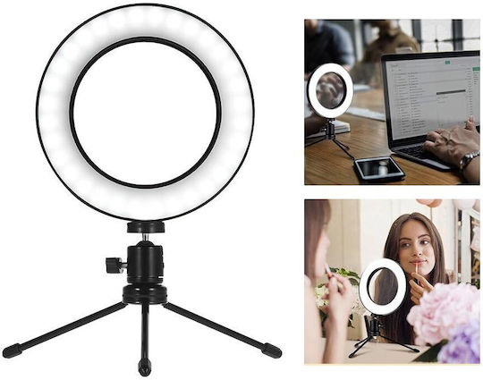 Lumina Inelară Profesională Livestream Lumina Inelară 16cm 2500 - 4500K cu Trepied de Birou