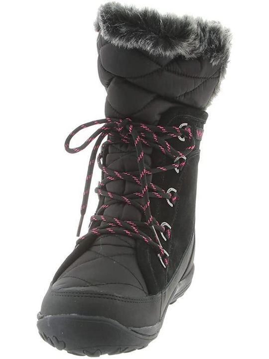 Bearpaw Leather Snow Boots with Laces Black