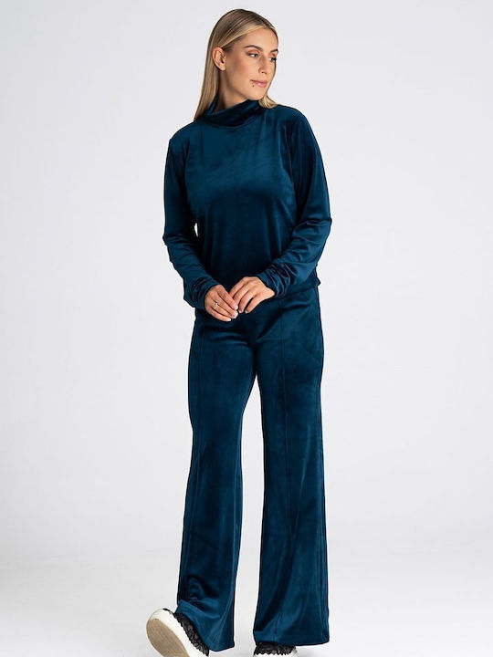 Figl Damen-Sweatpants Blau Samt