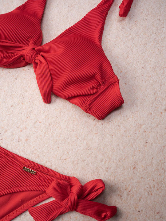 The Lady Bikini Set Triangle Top & Slip Bottom RED