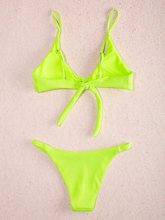 The Lady Bikini Set Triangle Top & Brazil Bottom Fluo green.