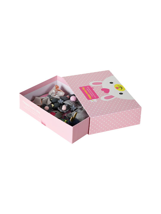 Energiers Set Kinderhaarklammern mit Haarspange / Gummiband / Bobby Pin in Rosa Farbe
