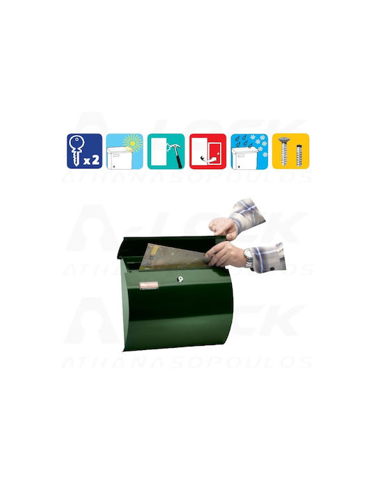 Viometal Cutie Poștală pentru Exterior Plastic în Culoarea Verde 37.5cm