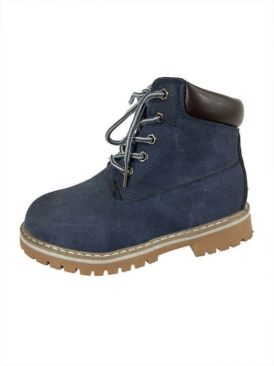 Ustyle Kids Military Boots with Zipper Blue