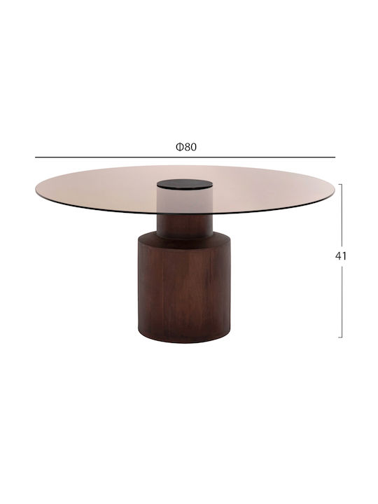 Round Coffee Table Sunnet from Solid Wood Coffee L80xW80xH41cm.