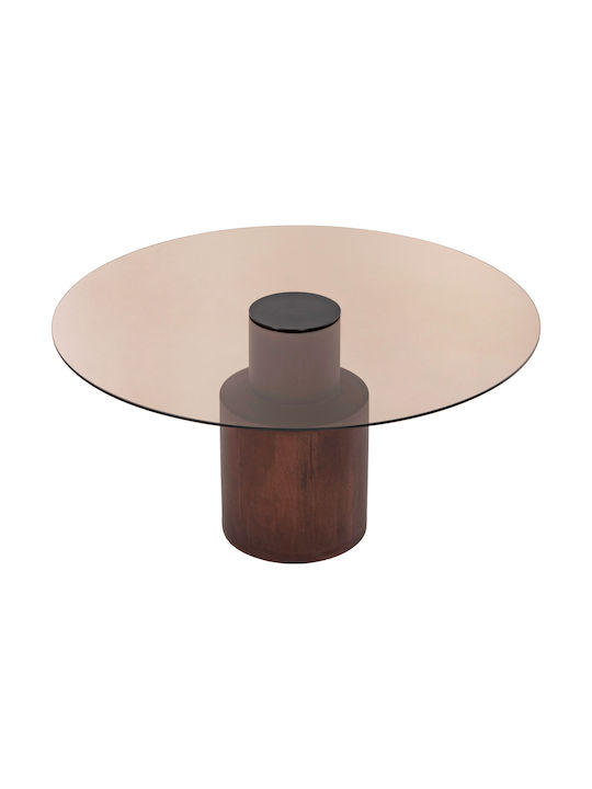 Masa De Cafea Centrală Rotundă Sunnet Din Lemn Masiv Maro L80xL80xÎ41cm