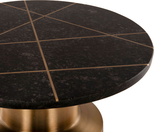 Masă Laterală Rotundă Claydee Metalică Auriu-Negru L41xL41xÎ54cm