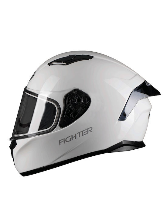 Pilot Fighter Full Face Helmet ECE 22.05 Flipper Gloss White