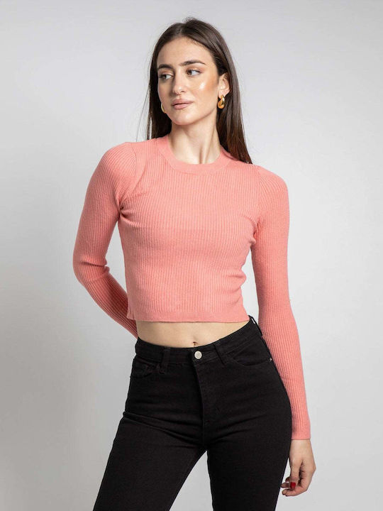 Fashioncore pentru Femei Crop Top cu Mâneci Lungi Pink