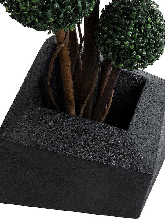 GloboStar Artificial Garden Camden Übertopf Polyester Schwarz mit Gestell 49x49x44εκ.