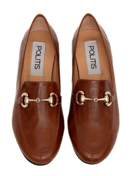 Leather Women's Moccasins in Tabac Brown Color