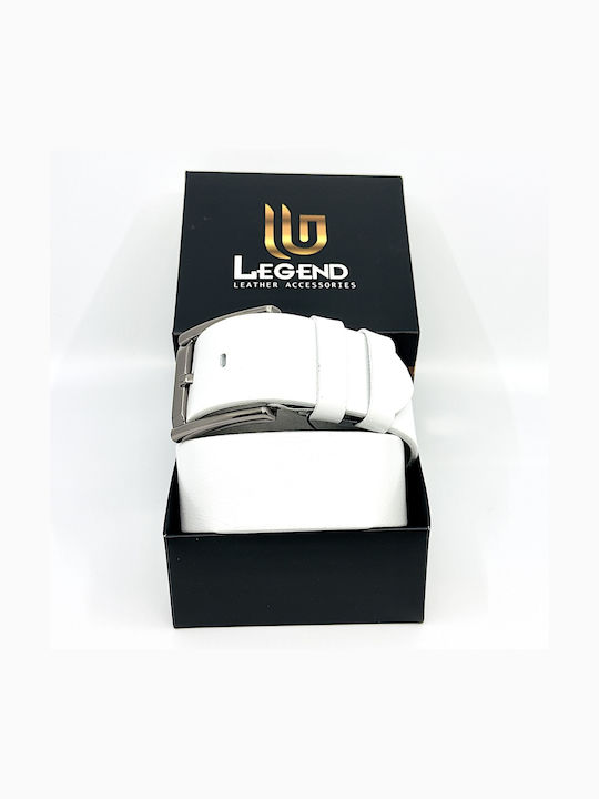 Wide Men's Belt Leather White