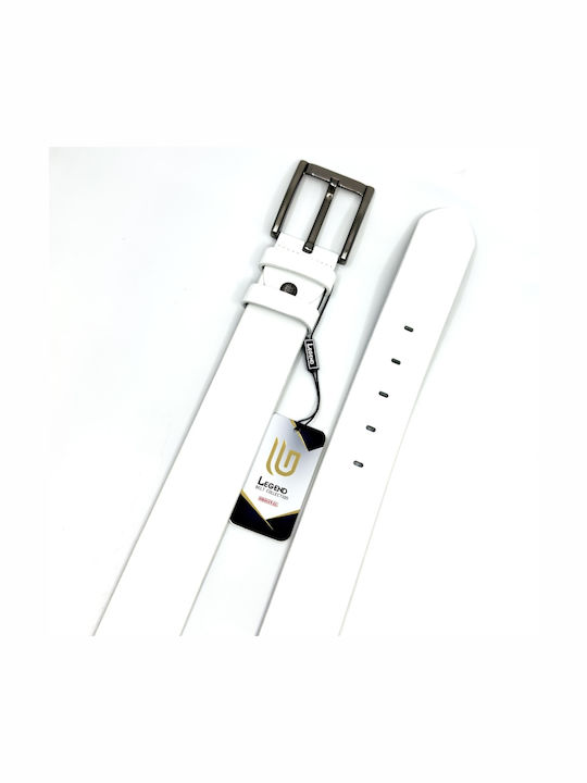 Wide Men's Belt Leather White