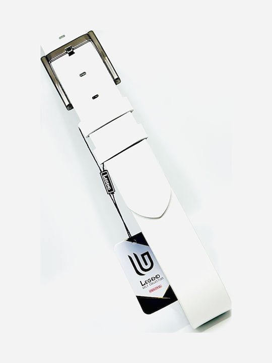 Wide Men's Belt Leather White