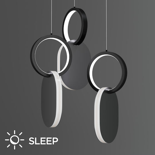 Alphab2b Symmetric 1g Κρεμαστό Φωτιστικό Ασημί LED με Φυσικό Λευκό Φως 25x120x120εκ.