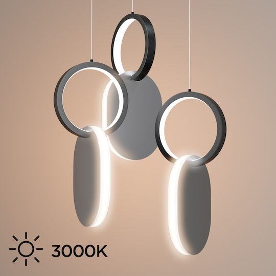 Alphab2b Symmetric 1g Κρεμαστό Φωτιστικό Ασημί LED με Φυσικό Λευκό Φως 25x120x120εκ.
