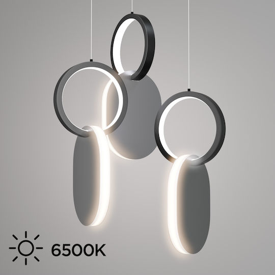 Alphab2b Symmetric 1g Κρεμαστό Φωτιστικό Ασημί LED με Φυσικό Λευκό Φως 25x120x120εκ.