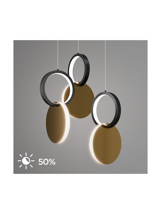 Alphab2b Symmetric 1e Black LED Pendant Ceiling Light With Natural White Light 25x120x120cm