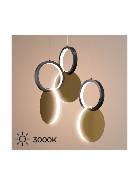 Alphab2b Symmetric 1e Black LED Pendant Ceiling Light With Natural White Light 25x120x120cm