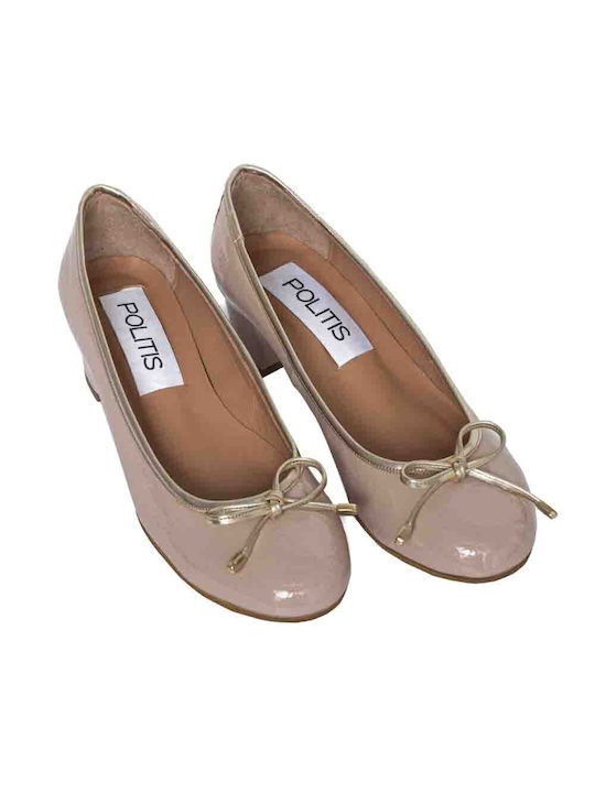 Politis shoes Leder Pumps mit flachem Absatz Beige