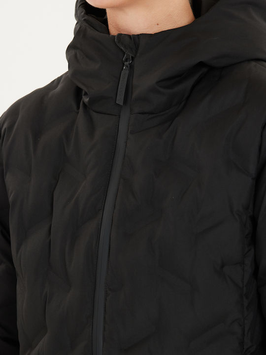 Lang Damen Puffer Jacke für Winter Black