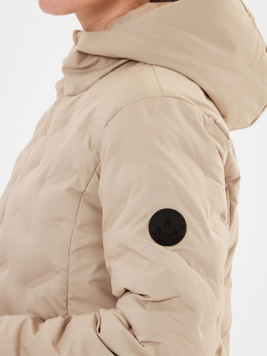Lang Damen Puffer Jacke für Winter Simply Taupe