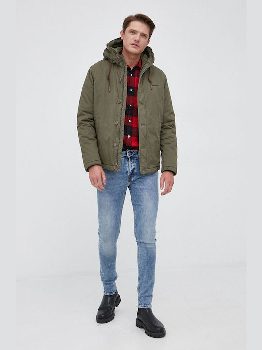 Pepe Jeans Herren Winter Jacke Lässig Khaki