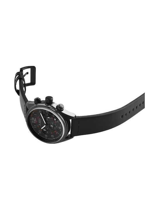 Just Watch Watch Chronograph with Black Leather Strap