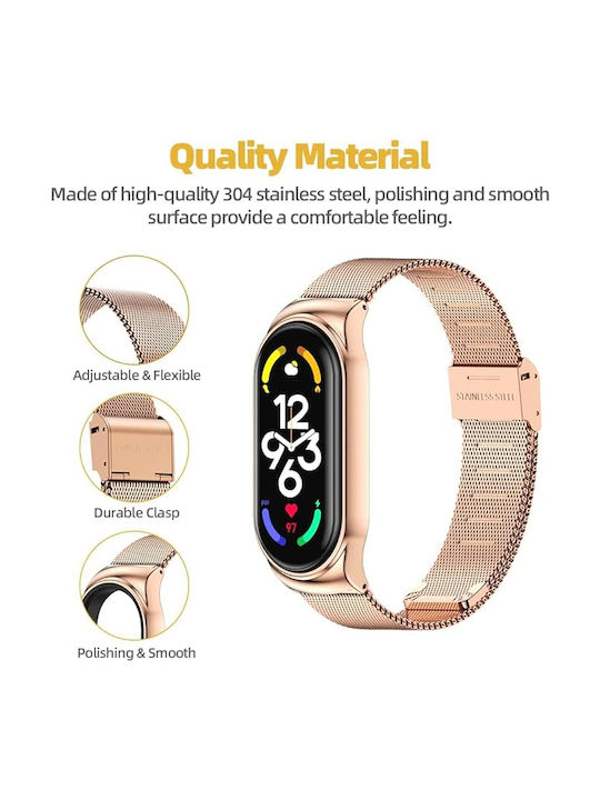 Revomag Curea Oțel inoxidabil Rose Gold (Smart Band 8 / Smart Band 9 / Smart Band 10)