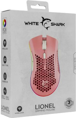 White Shark Lionel Ασύρματο Gaming Ποντίκι 10000 DPI Ροζ