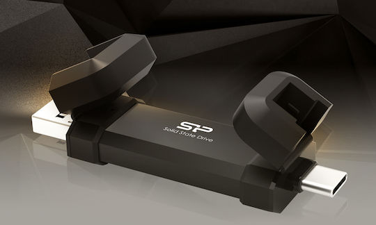 Silicon Power DS72 500GB USB 3.2 SSD Stick with connection USB-A & USB-C Black
