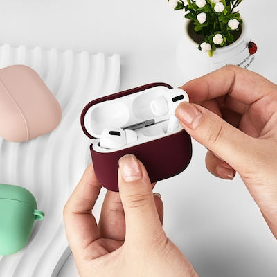 Sonique Hülle Silikon mit Haken in Rot Farbe für Apple AirPods Pro 2