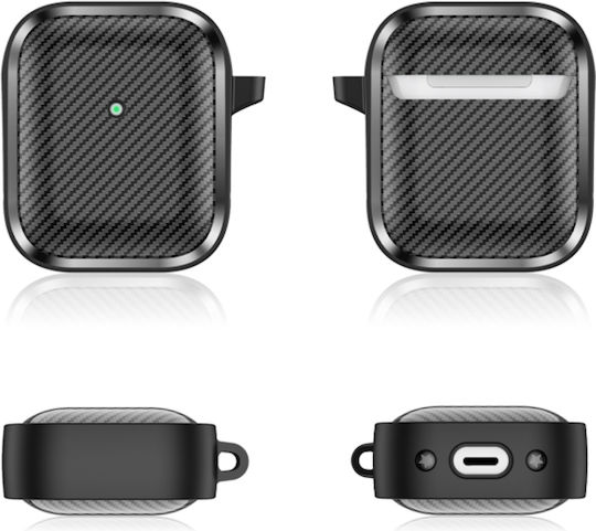 Sonique Case Silicone with Hook in Black color for Apple AirPods 1 / AirPods 2