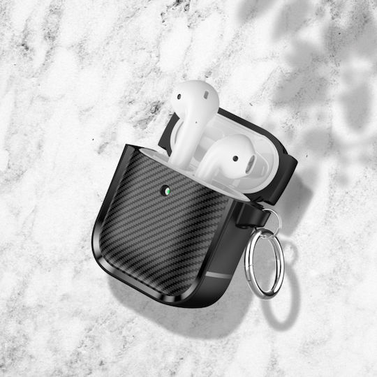 Sonique Case Silicone with Hook in Black color for Apple AirPods 1 / AirPods 2