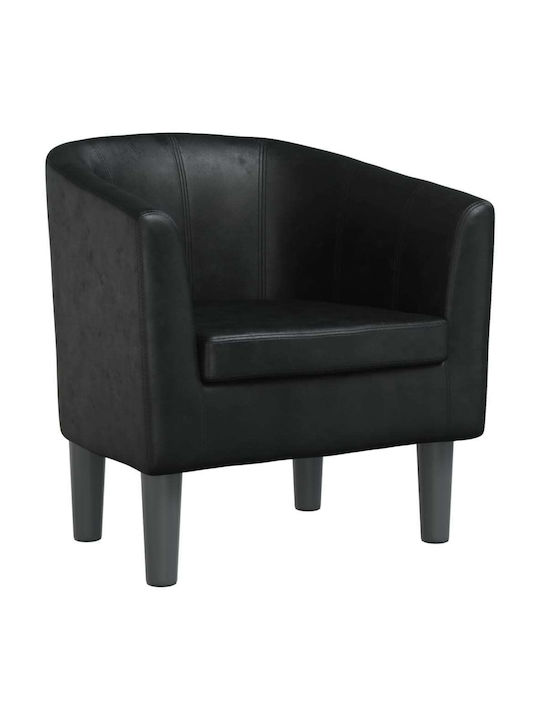 Barrel Armchair from Leatherette Black 70x56x68cm
