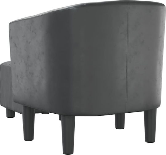 Barrel Sessel mit Fußhocker aus Kunstleder Grey 70x56x68cm