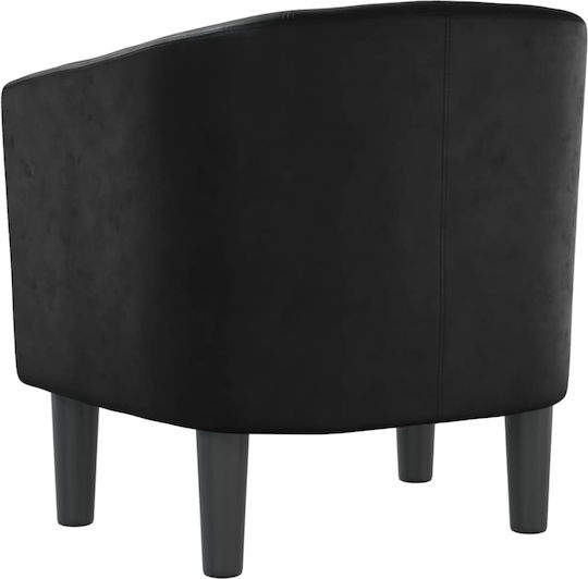 Barrel Sessel aus Kunstleder Black Velvet-Black Metal 70x56x68cm
