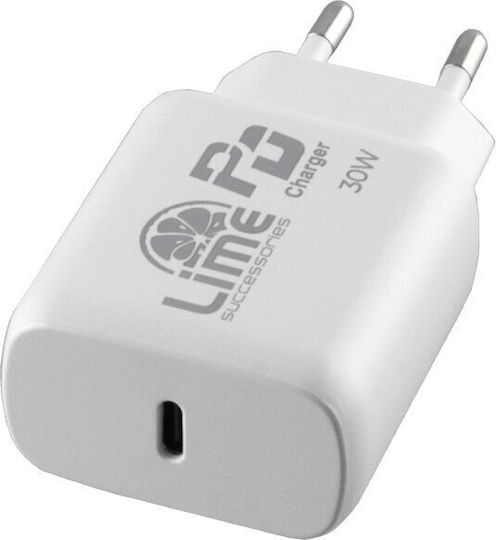 Lime Φορτιστής με Θύρα USB-C και Καλώδιο USB-C 30W Power Delivery Πράσινος