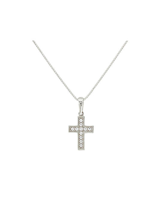 Xryseio Women's White Gold Cross 14K with Chain