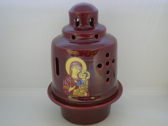 Ton Zylindrische Mittlere Vigilöl-Lampe Jungfrau Maria 1 Stück 8202 Braun