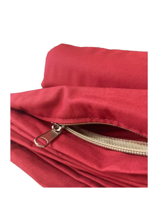 Decotelia Duvet Cover Set Cotton Queen with 2 Pillowcases 220x240 Bordeaux