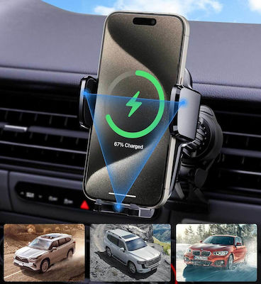 Tech-Protect Mobile Phone Holder Car X05 15W with Adjustable Hooks and Wireless Charging Black