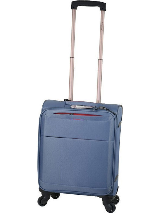 Diplomat Small The Athens Collection Cabin Fabric Blue Suitcase With 4 Wheels Height 53cm